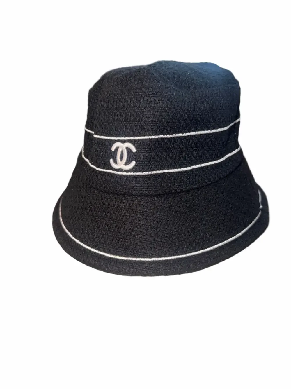 Fashion luxury Black Bucket Hat with White Trim and CC Logo Last One 🔥